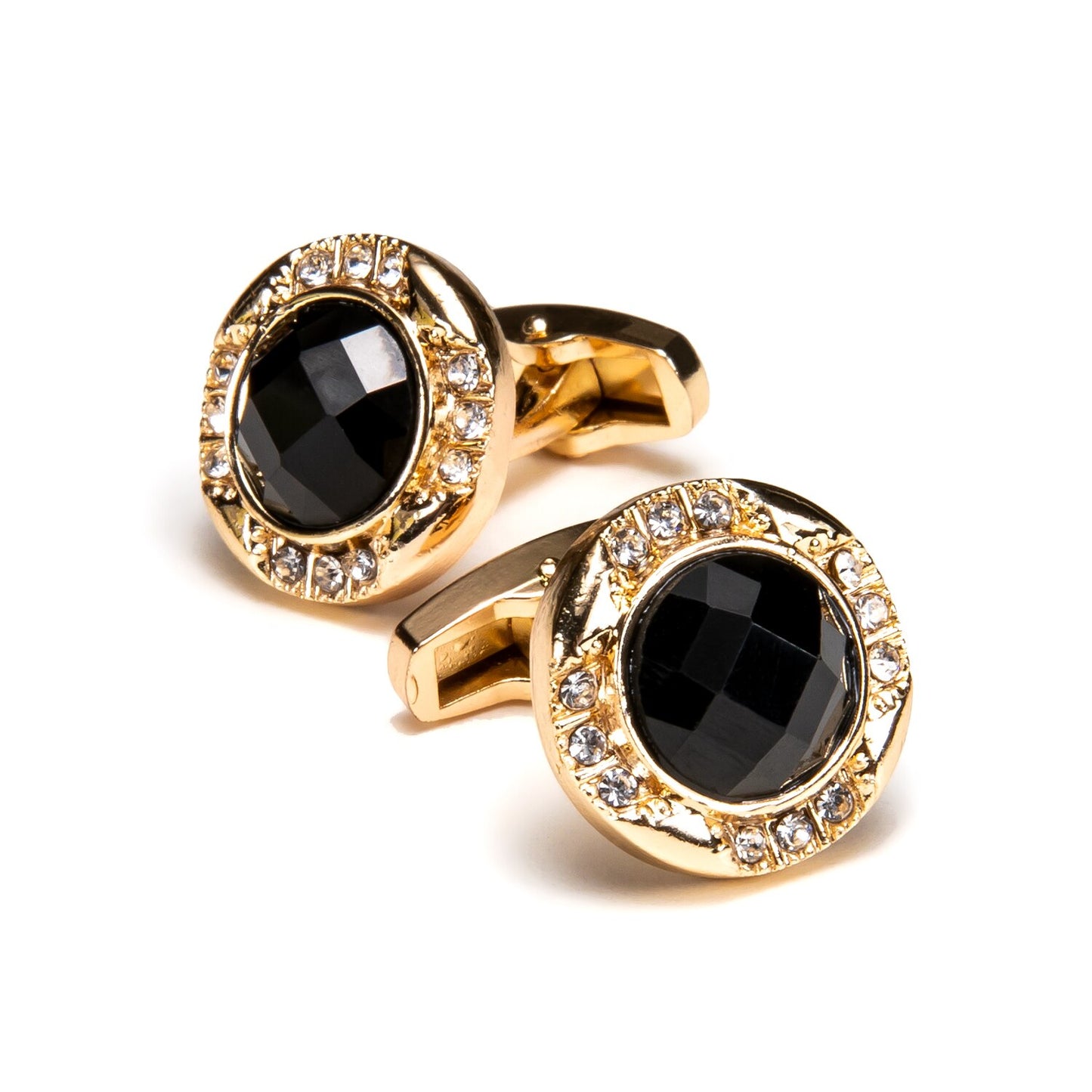 Gold Tie Clip with Black Stone Cufflinks - Masculine Clothes