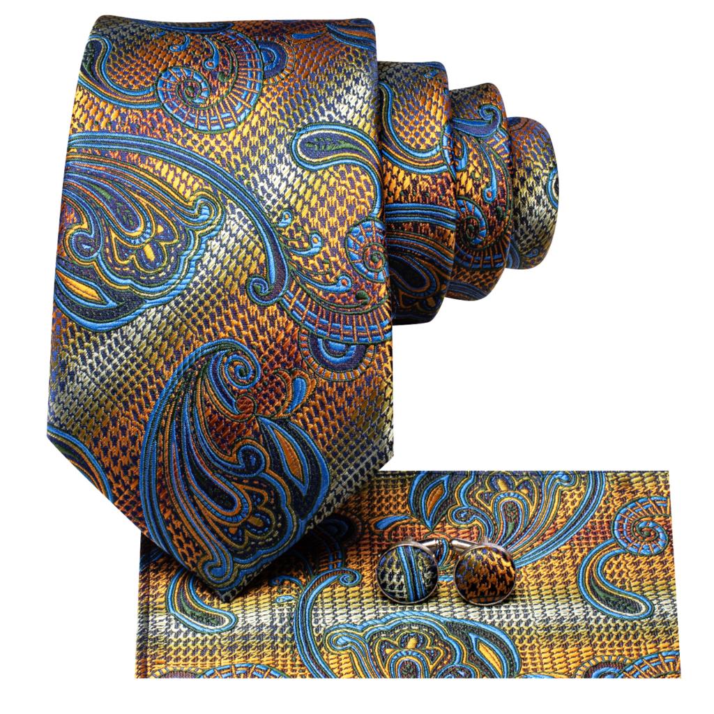 Sunset Silk Tie, Pocket Square and Cufflinks - Masculine Clothes