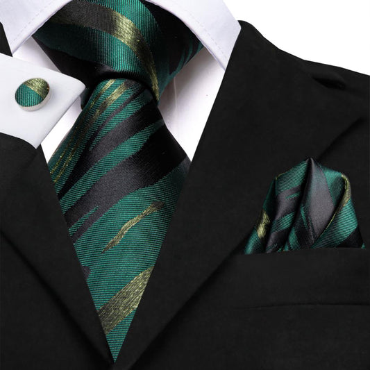 Luxury Stripes In Green Tie Set - Masculine Clothes