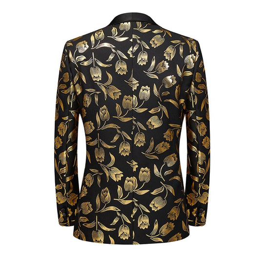 Gold Tulips In Black Tuxedo Jacket - Masculine Clothes
