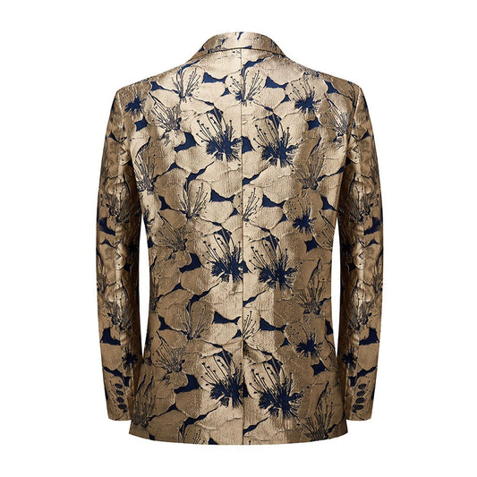 Gold and Black Floral Tuxedo Jacket - Masculine Clothes