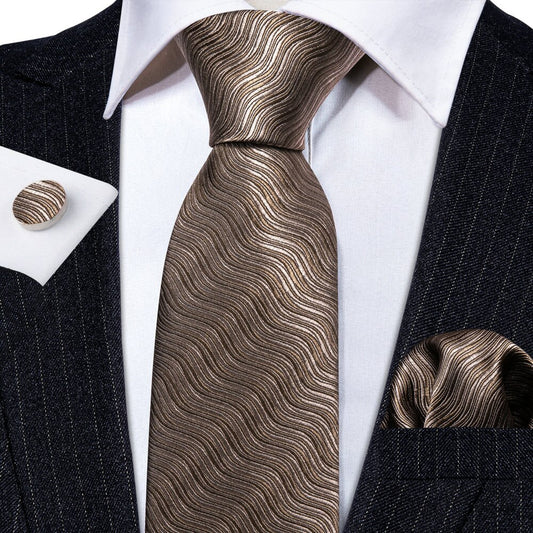 Choco Caramel Silk Tie Set - Masculine Clothes