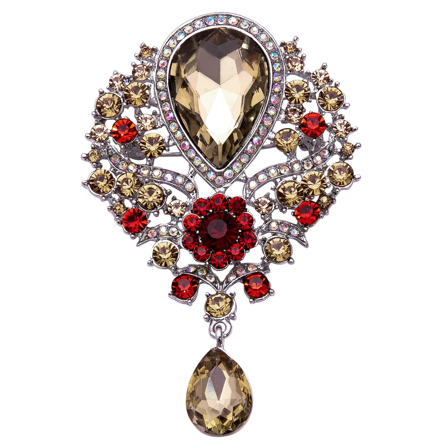 Gold Tiny Flowers In Black Vest Set with Brooch - Masculine Clothes