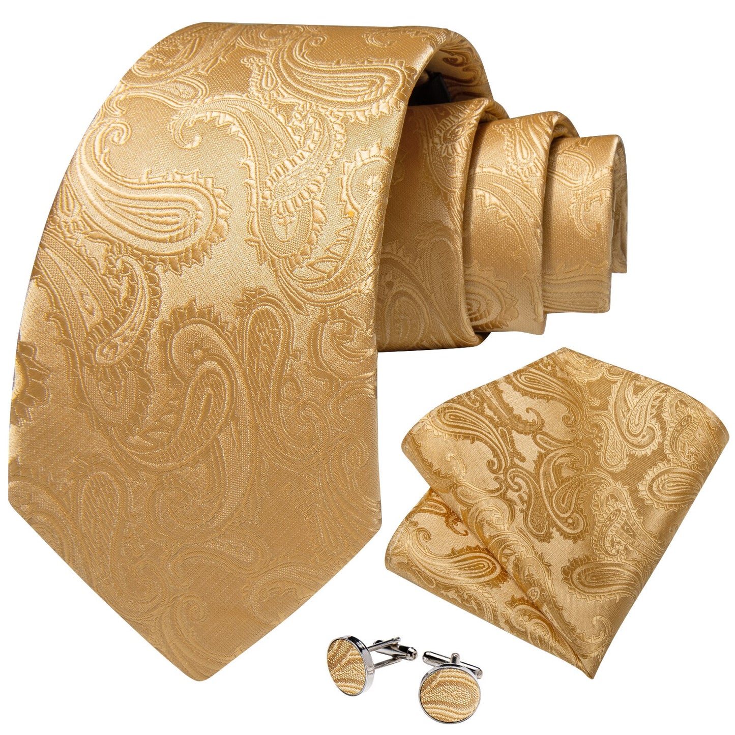 Golden Yellow Floral Silk Tie Set - Masculine Clothes