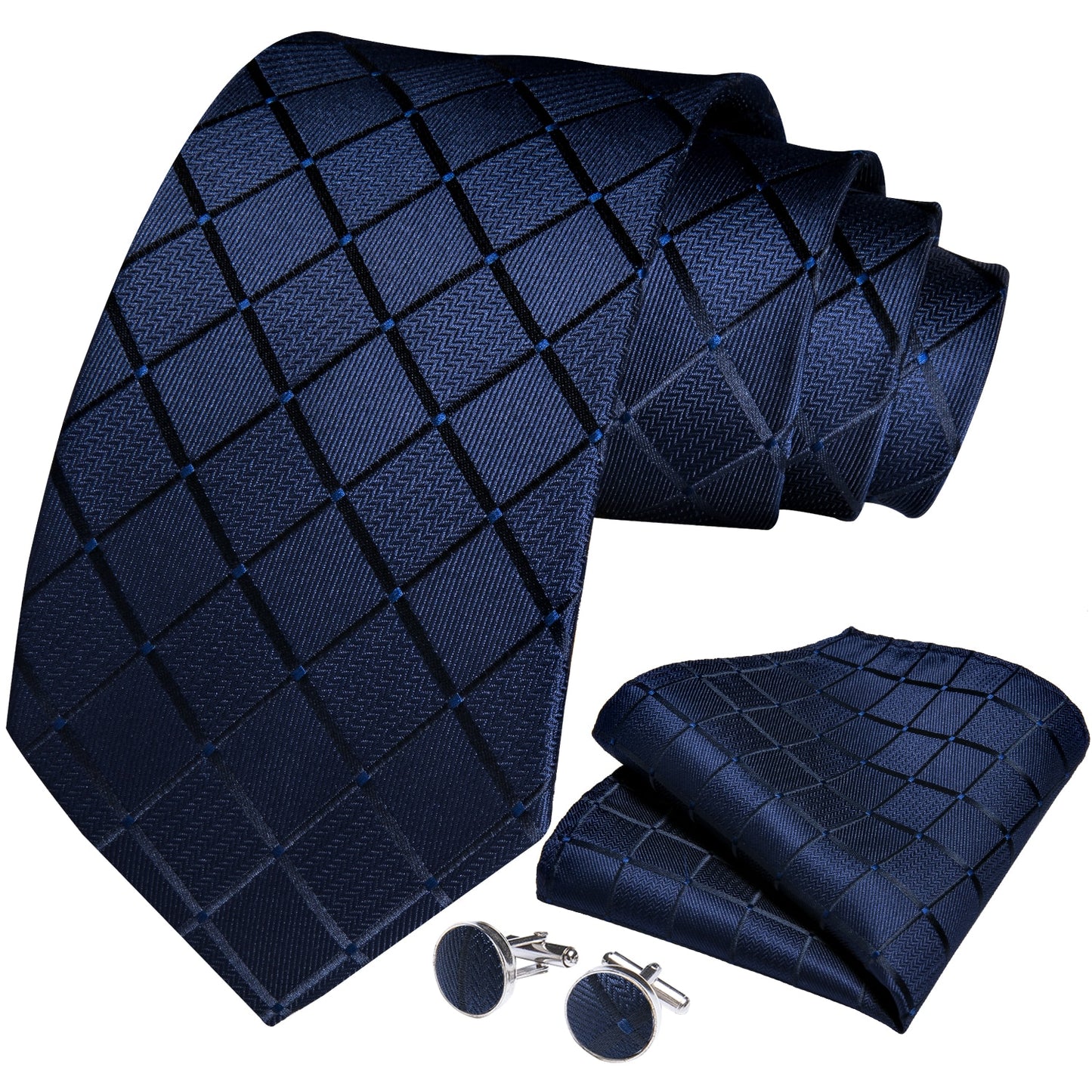 Blue Squares XL Tie Set with Brooch - Masculine Clothes