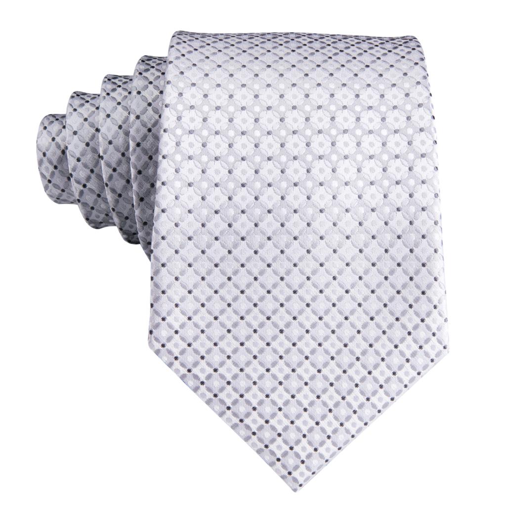 Beautiful White Diamonds Silk Tie Set - Masculine Clothes