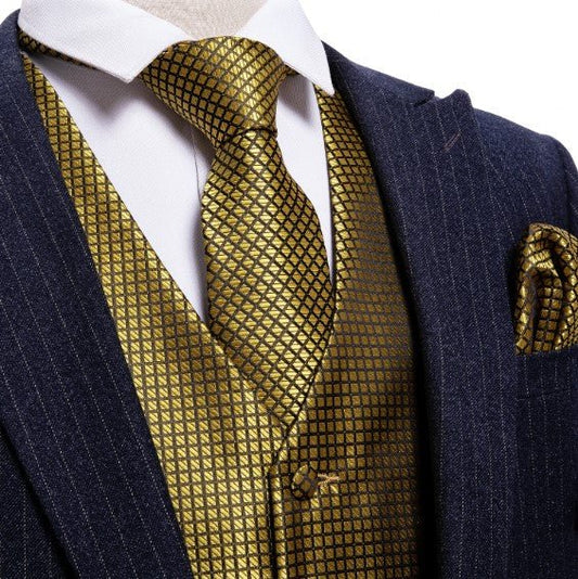 Yellow Gold Vest Set - Masculine Clothes