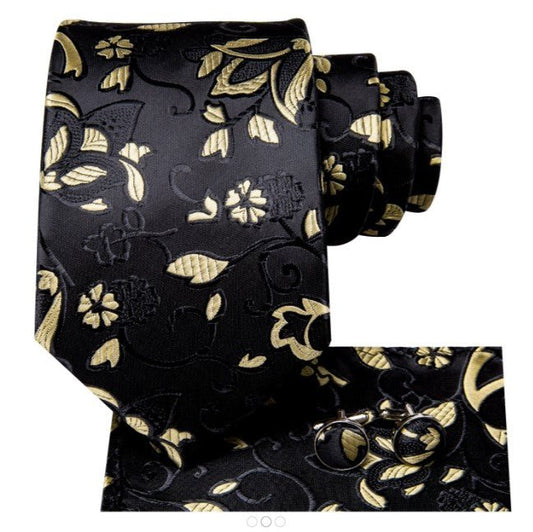 Yellow Flowers Tie Set - Masculine Clothes