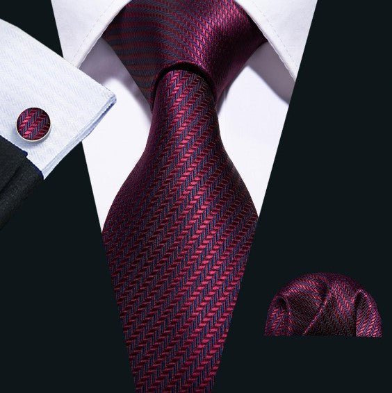 Maroon Striped Tie Set - Masculine Clothes