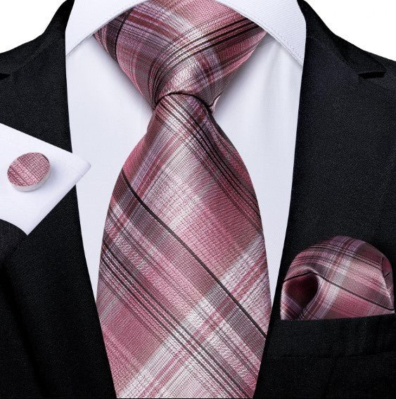 Pink Checkered Tie Set - Masculine Clothes