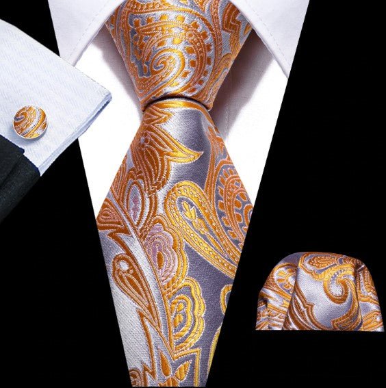 Luxury Silver Tie Set - Masculine Clothes
