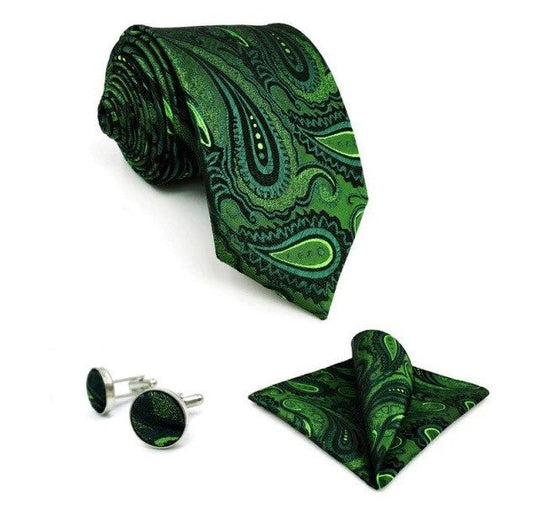 Green Leaves XL Tie Set - Masculine Clothes