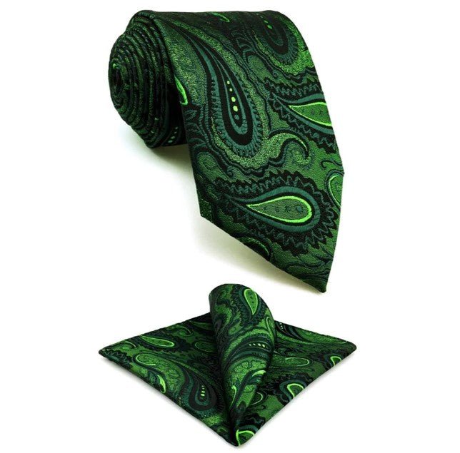Green Leaves XL Tie Set - Masculine Clothes