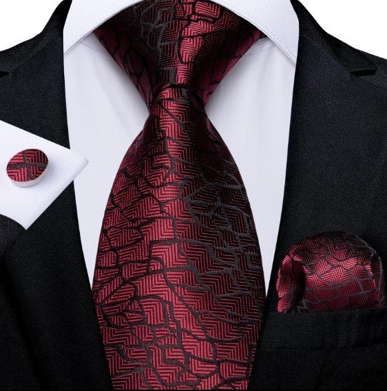 Crackle Rosewood Tie Set - Masculine Clothes