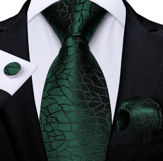 Crackle Shining Moss Tie Set - Masculine Clothes