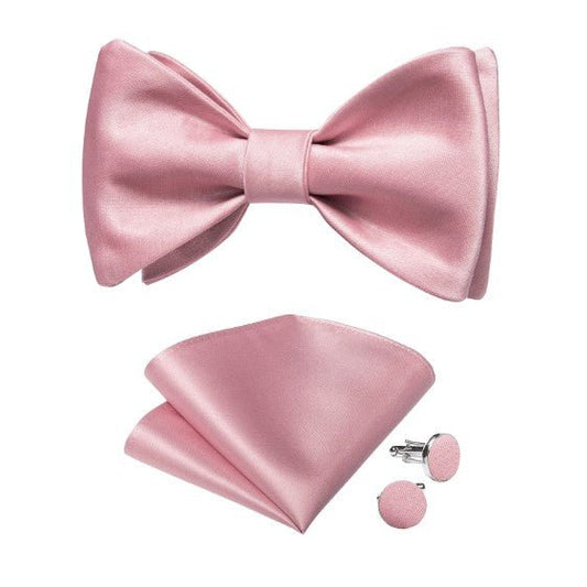 Salmon Pink Silk Bow Tie Set - Masculine Clothes