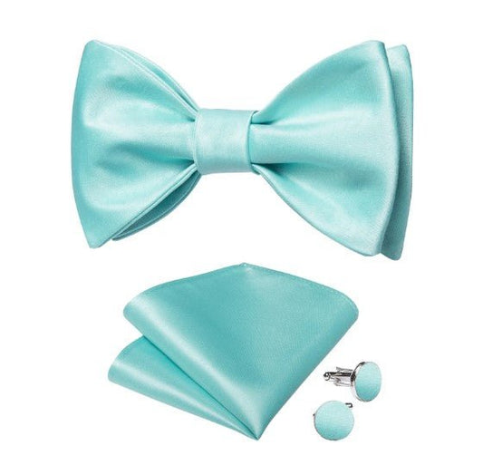 Mint Green Silk Bow Tie Set - Masculine Clothes