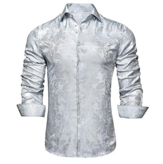 Silver Paisley Shirt - Masculine Clothes