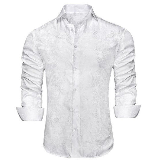 White Floral Paisley Shirt - Masculine Clothes