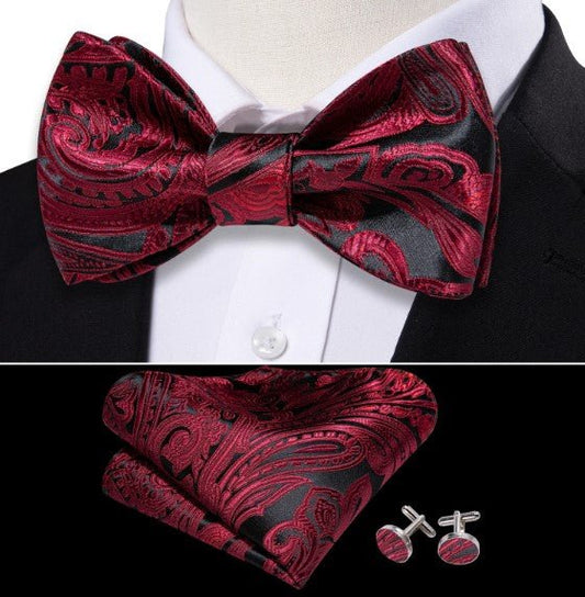Red Wine Paisley Bow Tie - Masculine Clothes