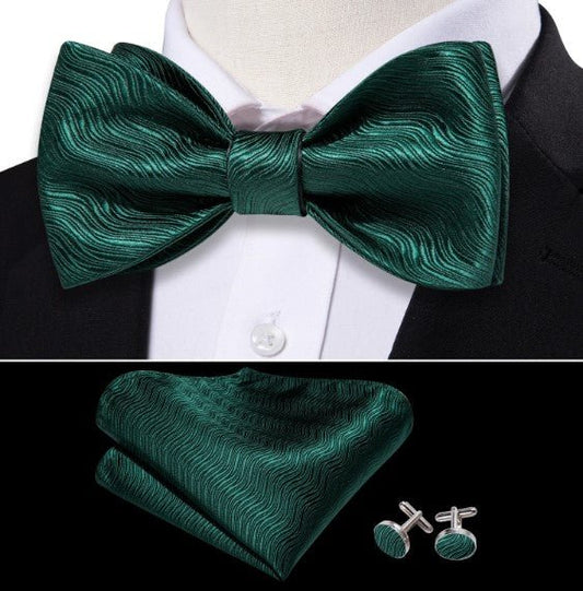 Green Paisley Bow Tie Set - Masculine Clothes