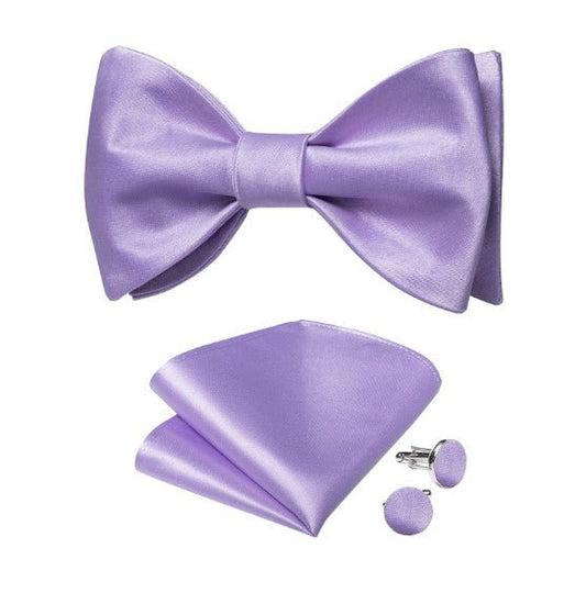Bright Lilac Silk Bow Tie Set - Masculine Clothes