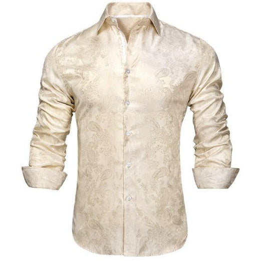 Cream Floral Paisley Shirt - Masculine Clothes