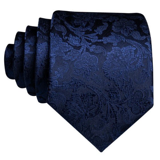 Navy Blue Floral XL Tie Set - Masculine Clothes