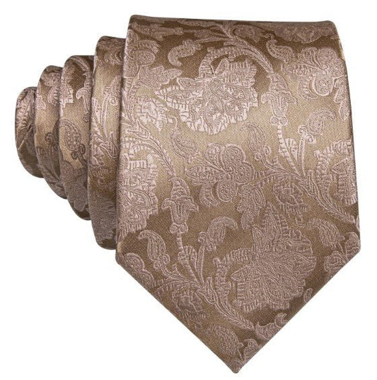 Brown Floral XL Tie Set - Masculine Clothes