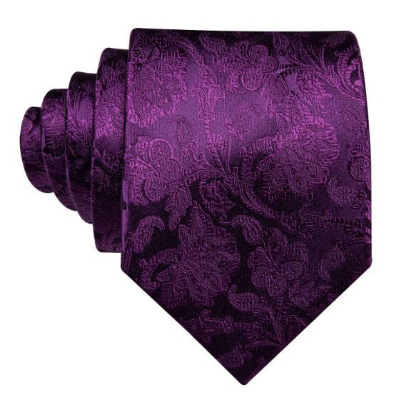 Purple Floral XL Silk Tie Set - Masculine Clothes
