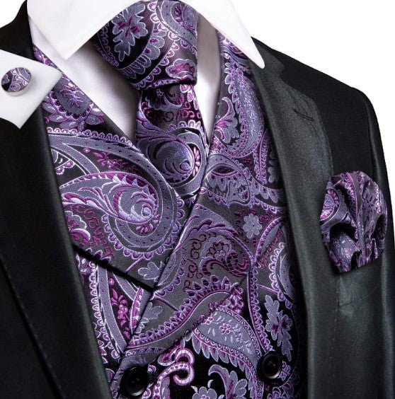 Lavender Paisley Vest Set - Masculine Clothes