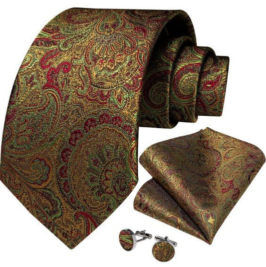 Gold Charm Paisley Tie Set - Masculine Clothes