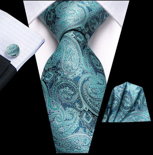 Vanish Blue Paisley Tie Set - Masculine Clothes
