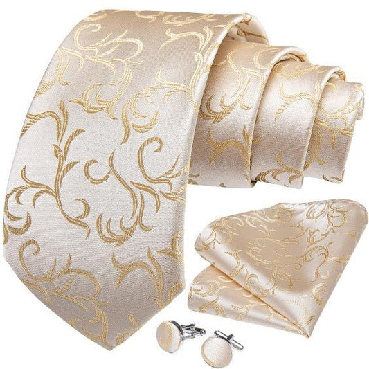 Cream Rapples Paisley Tie Set - Masculine Clothes