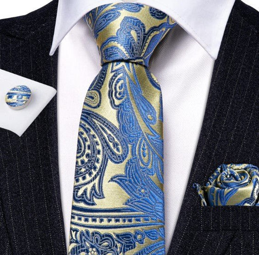 Embroidery Flower Pattern Tie Set - Masculine Clothes