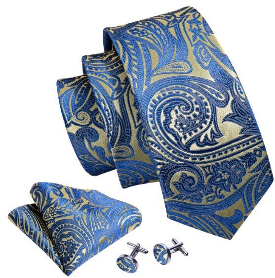 Embroidery Flower Pattern Tie Set - Masculine Clothes