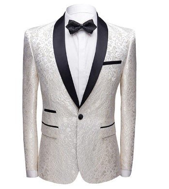 White Blossom Tuxedo Jacket - Masculine Clothes
