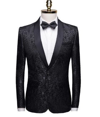 Black Floral Tuxedo Jacket - Masculine Clothes