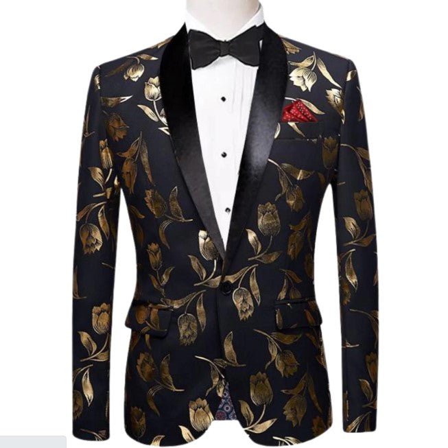 Gold Tulips in Black Tuxedo Jacket - Masculine Clothes