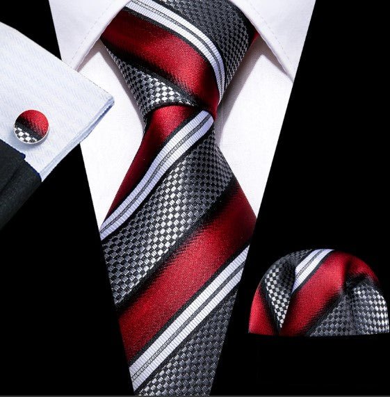 King Cobra Stripes in Red Tie Set - Masculine Clothes