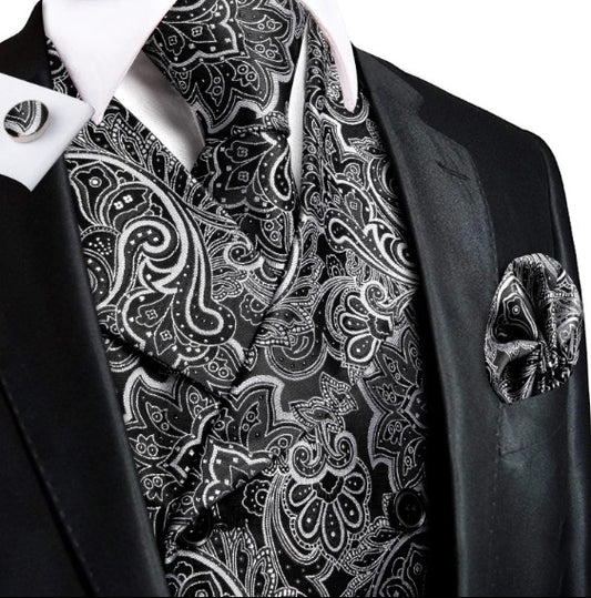 White Floral Paisley Vest Set - Masculine Clothes