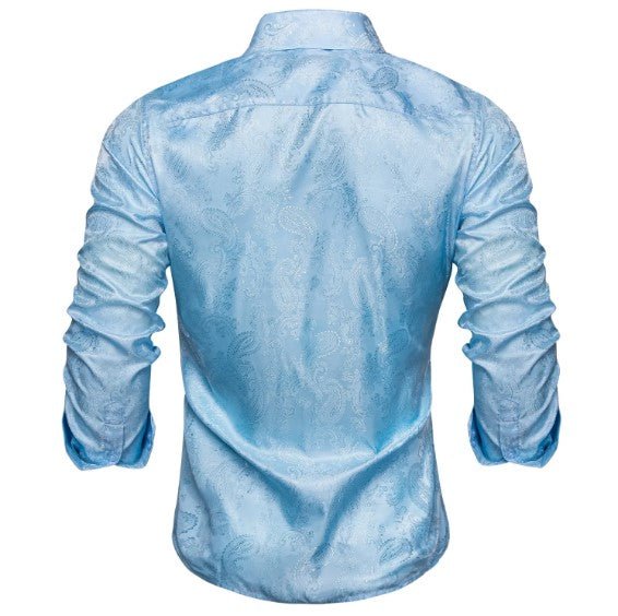 Powder Blue Silk Shirt - Masculine Clothes