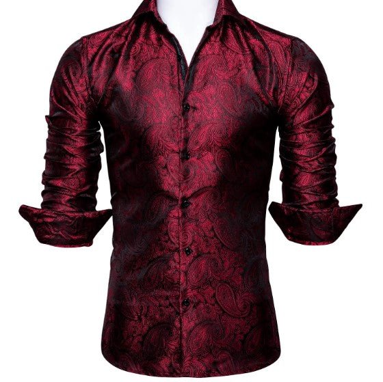 Red Floral Silk Shirt - Masculine Clothes