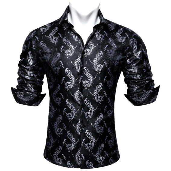 White Floral Silk Shirt - Masculine Clothes
