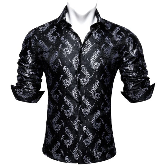 White Floral Silk Shirt - Masculine Clothes