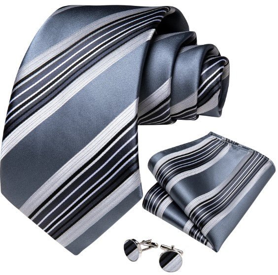 Silver Lines Tie Set - Masculine Clothes