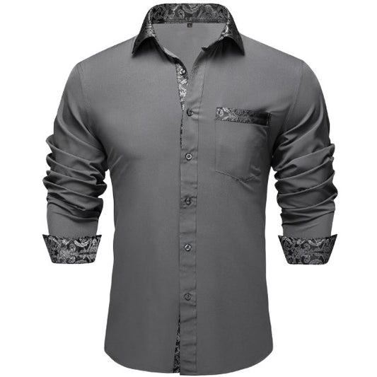 Plain Gray Silk Shirt - Masculine Clothes