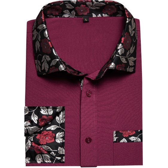 Plain Maroon Silk Shirt - Masculine Clothes