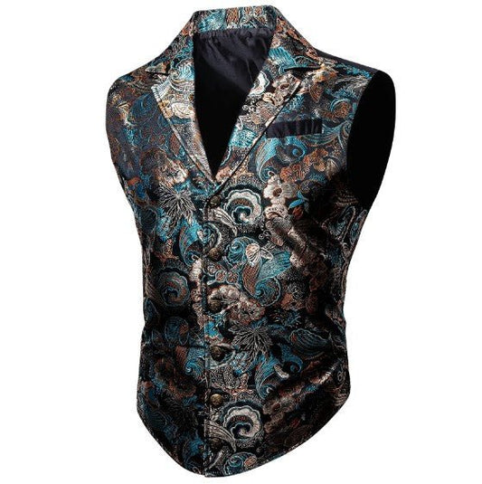 Teal and Silver Gray Vest Set - Masculine Clothes