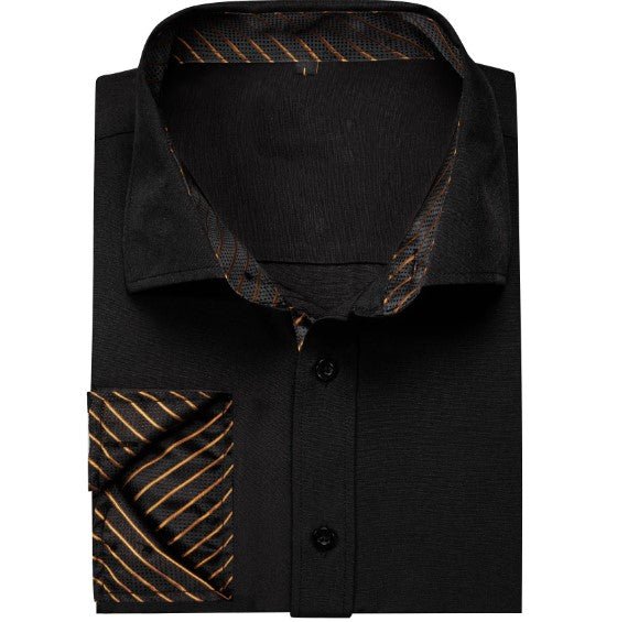 Gold Striped Silk Shirt - Masculine Clothes